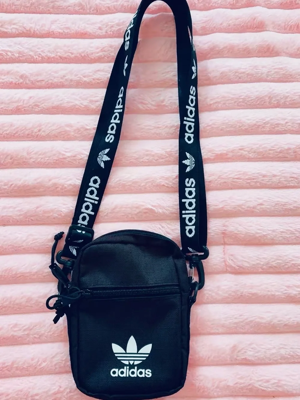 adidas Black Mini Shoulder Bag with Logo Strap